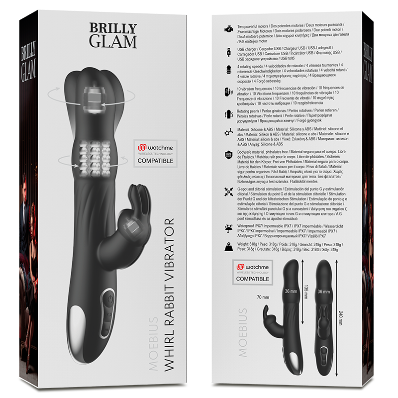 BRILLY GLAM - VIBRADOR E ROTADOR MOEBIUS COELHO COMPATÍVEL COM A TECNOLOGIA WATCHME WIRELESS