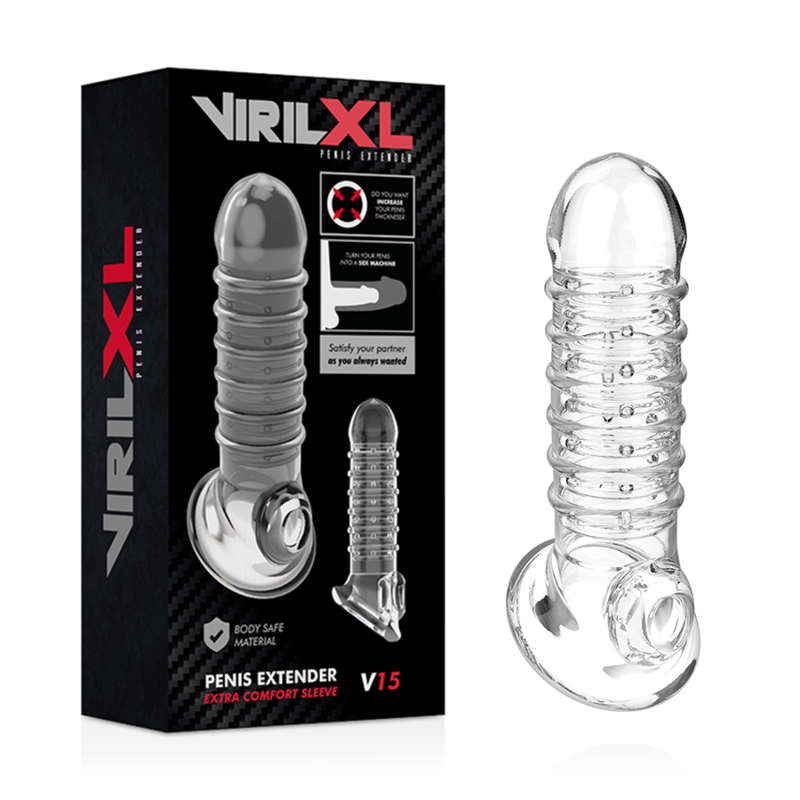 VIRILXL - EXTENSIÓN DE PENE Y FUNDA TRANSPARENTE V15