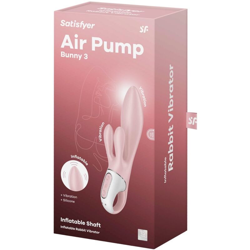 SATISFYER - AIR PUMP BUNNY 3 VIBRADOR DE COELHO INFLÁVEL ROSA