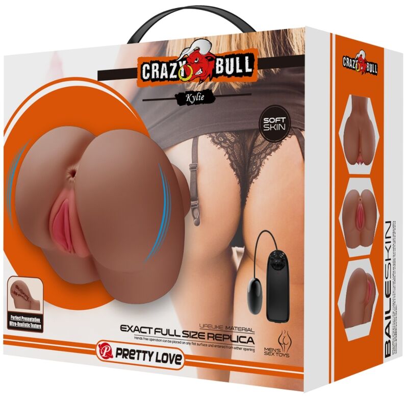 CRAZY BULL - VIBRADOR KYLIE ASS COM CONTROLE REMOTO REALISTA DE VAGINA E ÂNUS