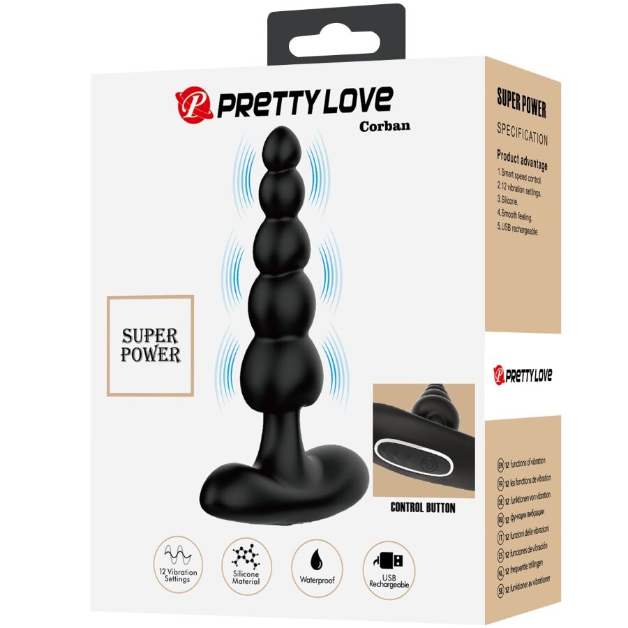 PRETTY LOVE - VIBRADOR ANAL SIDNEY 10 VIBRAÇÕES PRETO