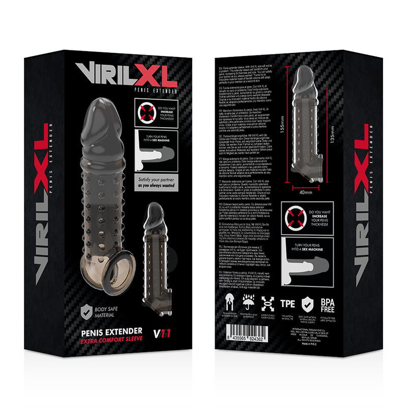VIRILXL - V11 EXTENSIÓN DE PENE NEGRA Y FUNDA