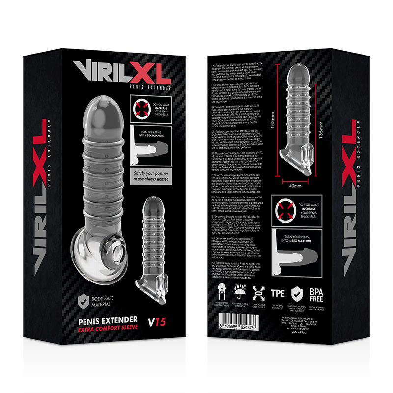 VIRILXL - EXTENSIÓN DE PENE Y FUNDA TRANSPARENTE V15