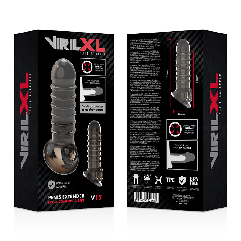 VIRILXL - V15 EXTENSIÓN DE PENE NEGRA Y FUNDA