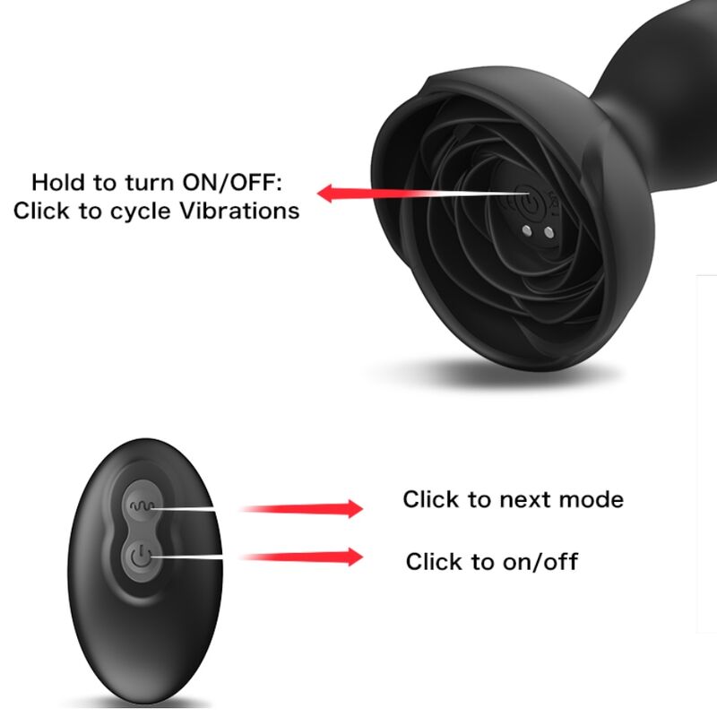 ARMONY - EXTREME A BLOOM VIBRADOR ROSE E CONTROLE REMOTO DE PLUG ANAL PRETO