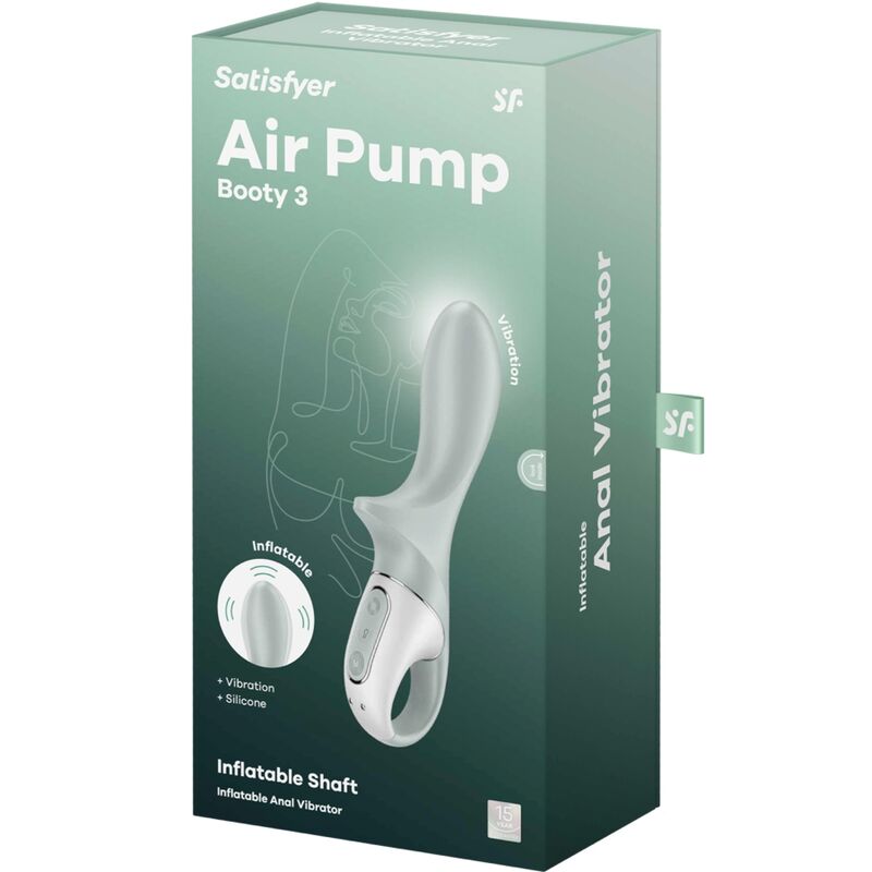 SATISFYER - AIR PUMP BOOTY 3 VIBRADOR ANAL INFLÁVEL GREYGREEN