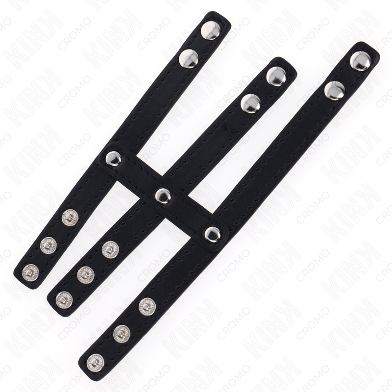 KINK - ANEL DE COURO TRIPLO PARA PÊNIS COM FECHO DE PRESSÃO