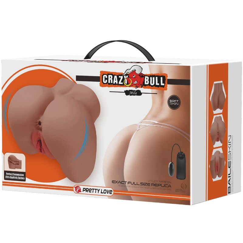 CRAZY BULL - VIBRADOR MILA BUTT COM VAGINA REALISTA E ÂNUS CONTROLE DE CARNE REMOTO