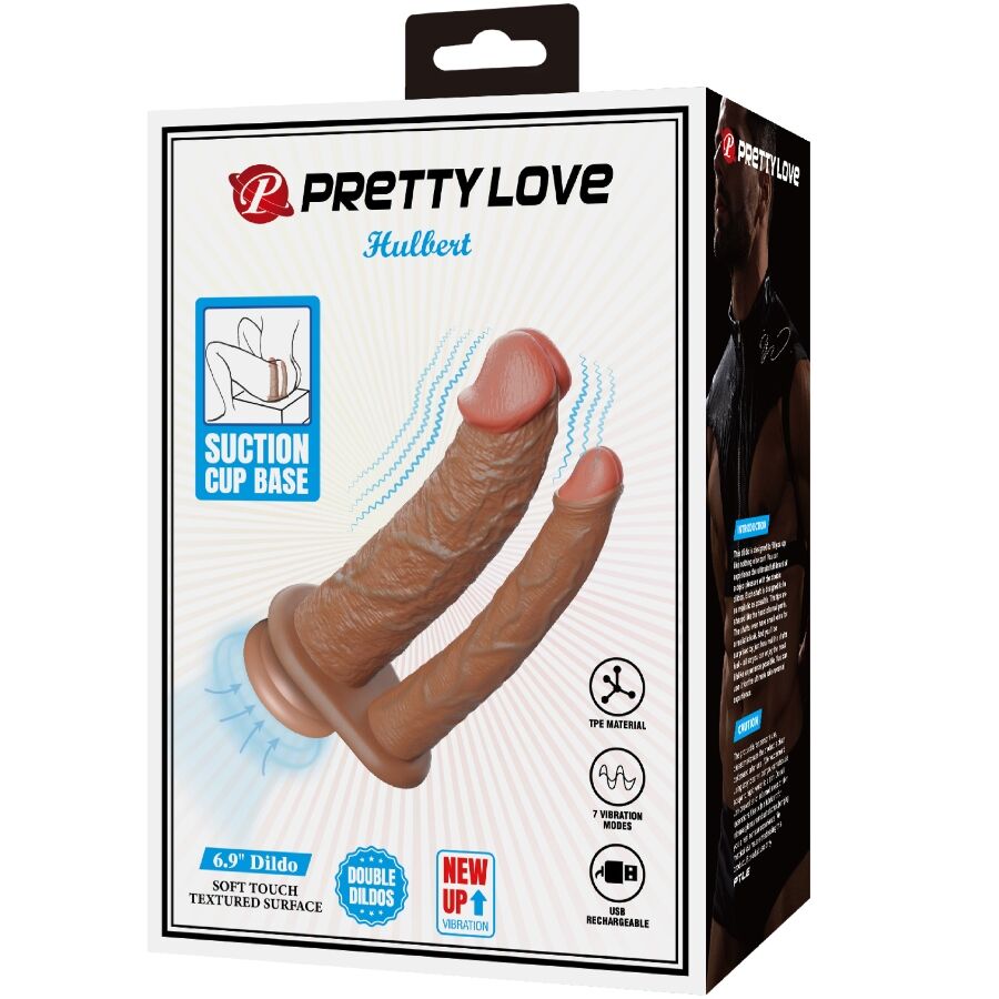 PRETTY LOVE - HULBERT DUPLO REALISTA DILDO COM VIBRAÇÃO MULATO